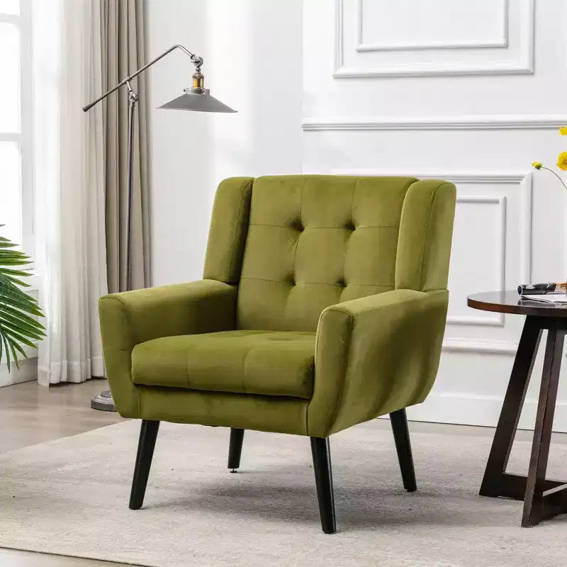 Okak Accent Chairs for Bedroom, Modern Soft Leather Material Ergonomics Accent Chair Living Room Chair, with Black Legs For Indoor Home