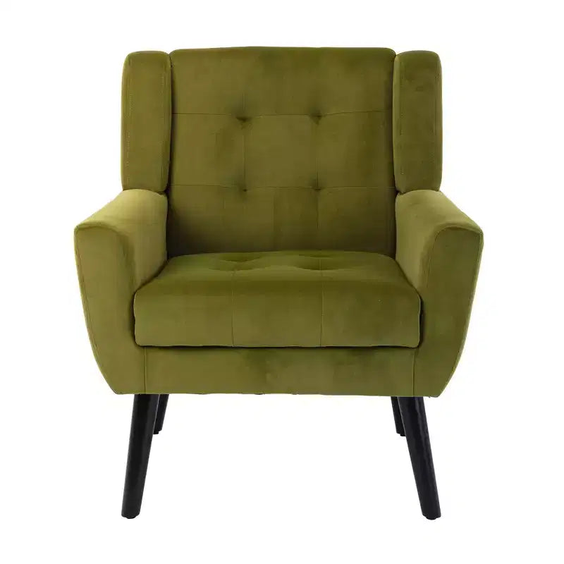Fauteuil d'appoint Okak pour chambre à coucher, fauteuil de salon moderne en cuir souple ergonomique, avec pieds noirs pour intérieur