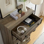 Commode moderne à 6 tiroirs, commodes pour chambre à coucher, chiffonnier haut, organisateurs et rangement de placard pour vêtements - Poignée facile à tirer
