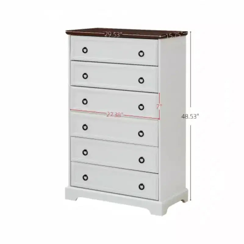 Commode moderne à 6 tiroirs, commodes pour chambre à coucher, chiffonnier haut, organisateurs et rangement de placard pour vêtements - Poignée facile à tirer