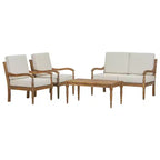 Christopher Knight Home Pendry Ensemble de conversation d'extérieur 4 pièces en bois d'acacia avec coussins résistants à l'eau