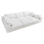 Grand canapé modulable 6 places en plumes, convertible, pour salon d'appartement 120