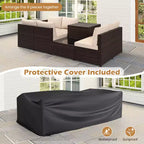 Costway 8 PCS Patio Furniture Set with Storage Box & Tempered Glass Coffee Table Beige