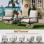 EROMMY 6 PCS Outdoor Metal Conversation Set With 360 Swivel Rocking Chairs, Sofa, &Ottoman For Patio, Garden, Deck Or Poolside