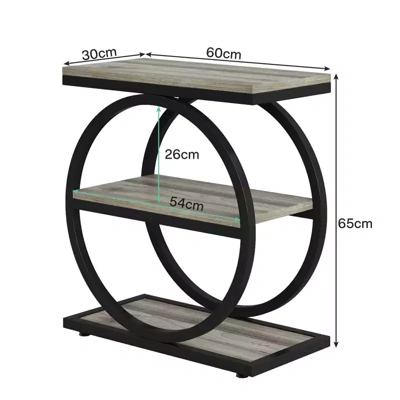 MAYEERTY Industrial 3 Tier Sofa Side Table Slim Design Multifunctional Home Use