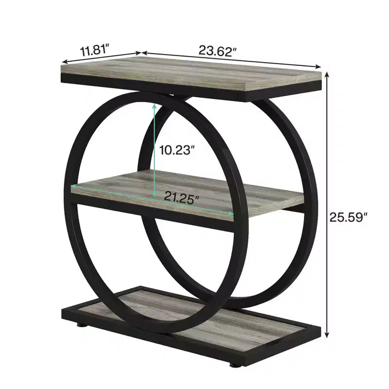 MAYEERTY Industrial 3 Tier Sofa Side Table Slim Design Multifunctional Home Use