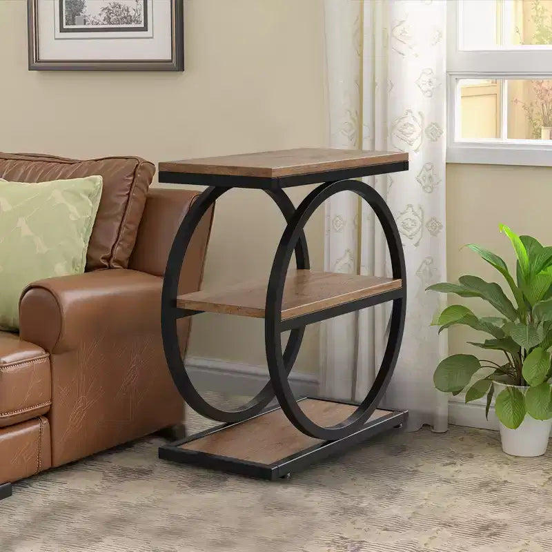 MAYEERTY Industrial 3 Tier Sofa Side Table Slim Design Multifunctional Home Use
