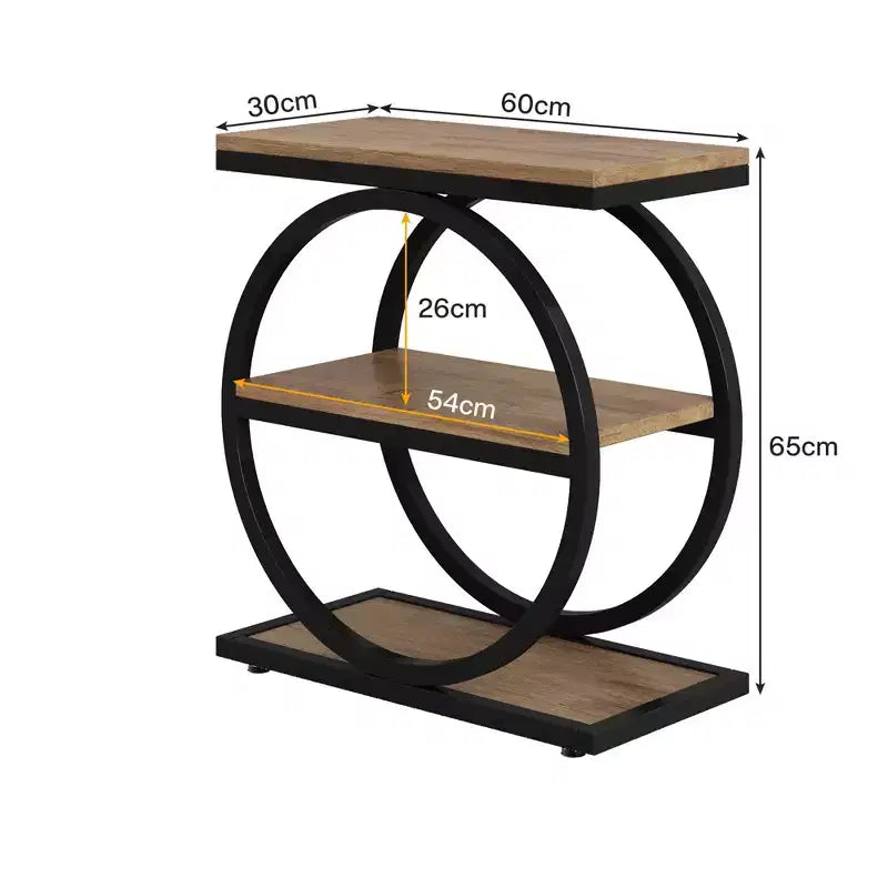 MAYEERTY Industrial 3 Tier Sofa Side Table Slim Design Multifunctional Home Use