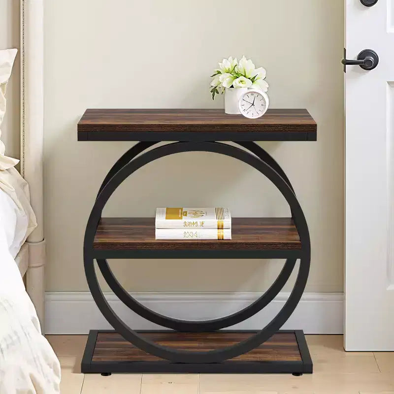 MAYEERTY Industrial 3 Tier Sofa Side Table Slim Design Multifunctional Home Use
