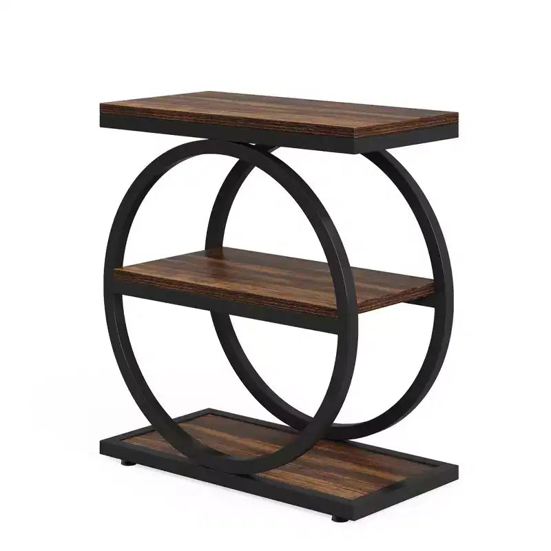 MAYEERTY Industrial 3 Tier Sofa Side Table Slim Design Multifunctional Home Use