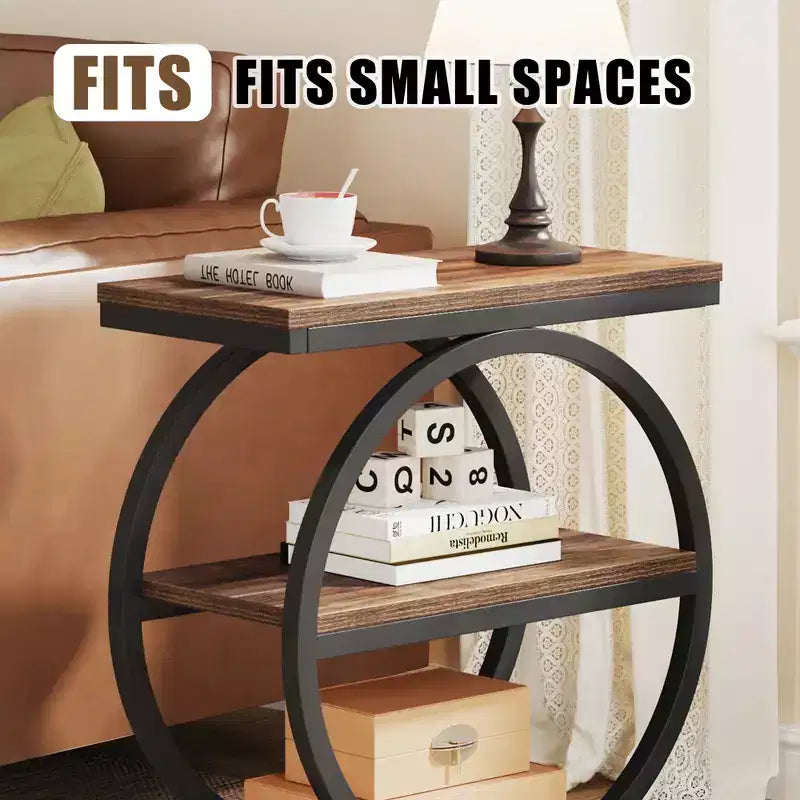 MAYEERTY Industrial 3 Tier Sofa Side Table Slim Design Multifunctional Home Use