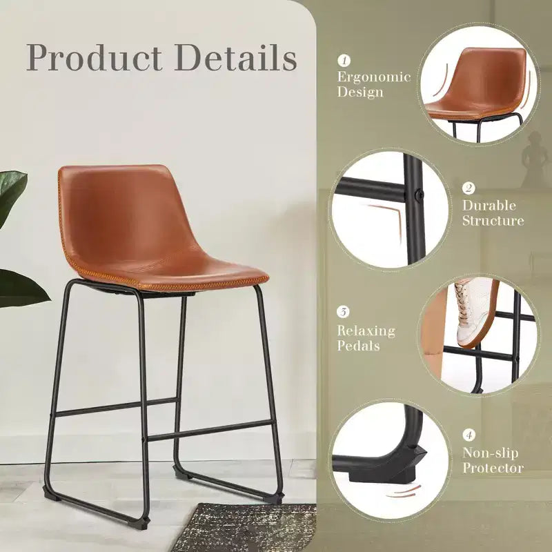 MAYEERTY Barstools - Armless Dining Chairs for Home Office Kitchen