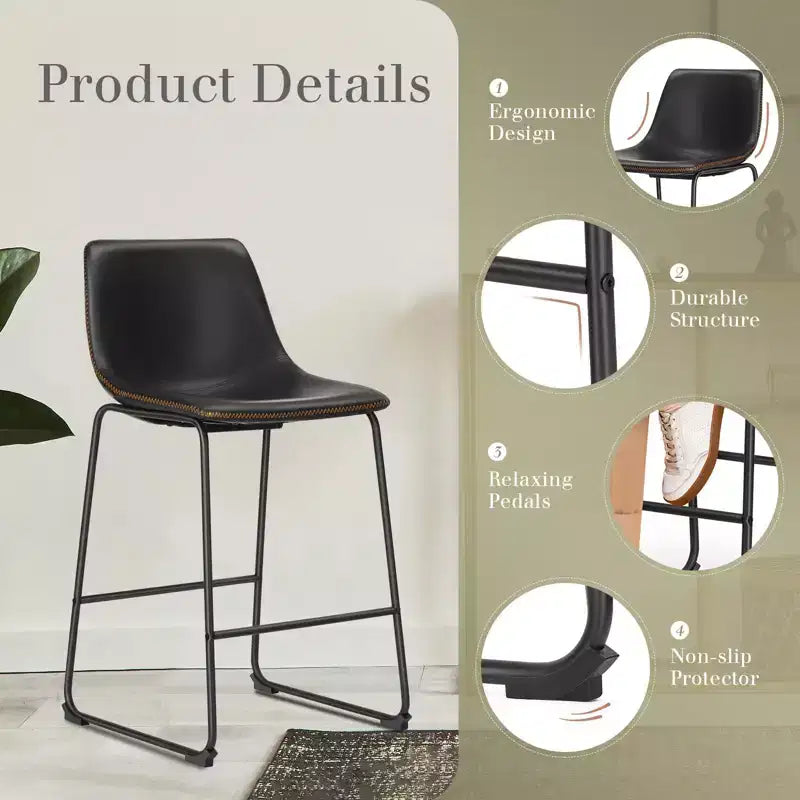 MAYEERTY Barstools - Armless Dining Chairs for Home Office Kitchen