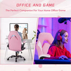 Bestier Gaming Chair, PU Leather Computer Swivel Chair with Lumbar Support, Adjustable Backrest and Flip-up Armrest for Home Office Desk Chair