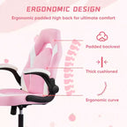 Bestier Gaming Chair, PU Leather Computer Swivel Chair with Lumbar Support, Adjustable Backrest and Flip-up Armrest for Home Office Desk Chair