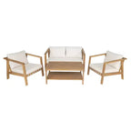 Christopher Knight Home Fraser Ensemble de conversation 4 pièces d'extérieur en bois d'acacia avec lattes et coussins