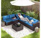 Ensemble de Patio Extérieur EROMMY 7 Pièces avec Coussins