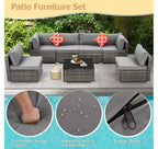 Ensemble de Patio Extérieur EROMMY 7 Pièces avec Coussins