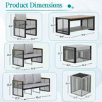 EROMMY 5 Pieces Patio Set Outdoor Furniture Sets Modern Chair Conversation Sets With Coffee Table