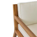 Christopher Knight Home Rossville Outdoor Acacia Wood 4 Seater Chat Set with Cushions, Teak/Beige