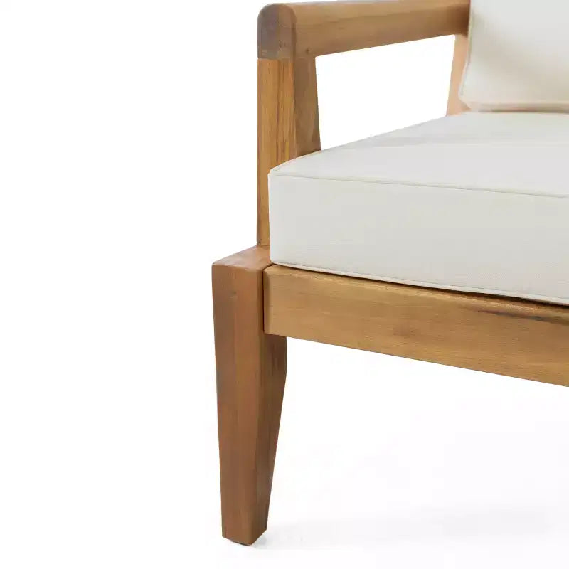 Christopher Knight Home Rossville Outdoor Acacia Wood 4 Seater Chat Set with Cushions, Teak/Beige