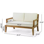 Christopher Knight Home Rossville Outdoor Acacia Wood 4 Seater Chat Set with Cushions, Teak/Beige