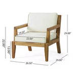 Christopher Knight Home Rossville Outdoor Acacia Wood 4 Seater Chat Set with Cushions, Teak/Beige