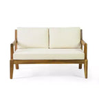 Christopher Knight Home Rossville Outdoor Acacia Wood 4 Seater Chat Set with Cushions, Teak/Beige