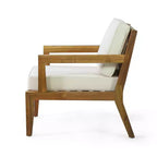Christopher Knight Home Rossville Outdoor Acacia Wood 4 Seater Chat Set with Cushions, Teak/Beige