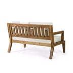 Christopher Knight Home Rossville Outdoor Acacia Wood 4 Seater Chat Set with Cushions, Teak/Beige