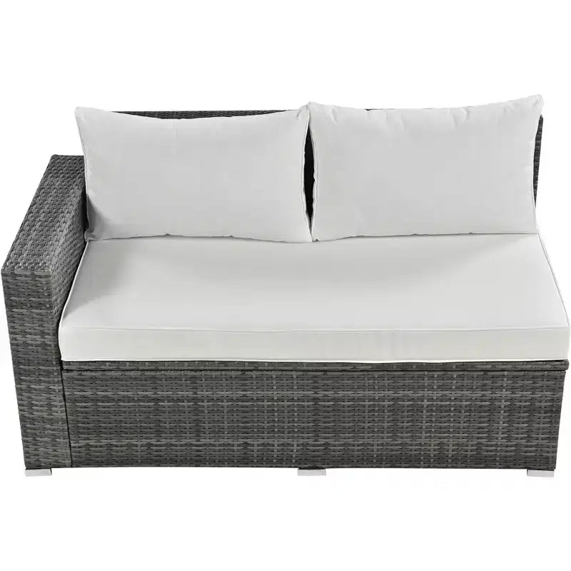Whisen 6-Piece Outdoor PE Rattan Sofa Set with Storage Box & Removable Covers