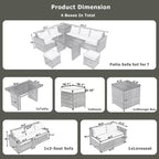 Whisen 6-Piece Outdoor PE Rattan Sofa Set with Storage Box & Removable Covers