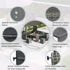 Whisen 6-Piece Outdoor PE Rattan Sofa Set with Storage Box & Removable Covers