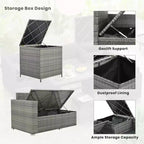 Whisen 6-Piece Outdoor PE Rattan Sofa Set with Storage Box & Removable Covers