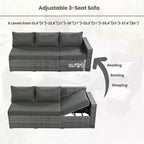 Whisen 6-Piece Outdoor PE Rattan Sofa Set with Storage Box & Removable Covers
