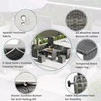 Whisen 6-Piece Outdoor PE Rattan Sofa Set with Storage Box & Removable Covers