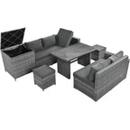 Whisen 6-Piece Outdoor PE Rattan Sofa Set with Storage Box & Removable Covers
