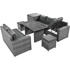 Whisen 6-Piece Outdoor PE Rattan Sofa Set with Storage Box & Removable Covers