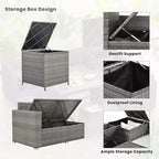 Whisen 6-Piece Outdoor PE Rattan Sofa Set with Storage Box & Removable Covers