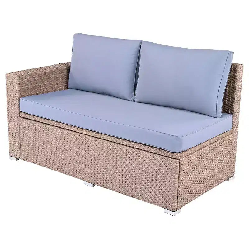 Whisen 6-Piece Outdoor PE Rattan Sofa Set with Storage Box & Removable Covers