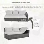 Whisen 6-Piece Outdoor PE Rattan Sofa Set with Storage Box & Removable Covers