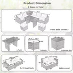 Whisen 6-Piece Outdoor PE Rattan Sofa Set with Storage Box & Removable Covers
