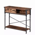 VECELO Vintage Console Side Table with Drawer, Hallway Foyer Table with Rectangle Shelves, 31.5 in. H Sofa Table, Brown