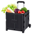 VEVOR Foldable Utility Cart, 80 lbs Load Capacity, Folding Portable Rolling Crate Handcart with Durable Heavy Duty Telescoping Handle and 2 Wheels