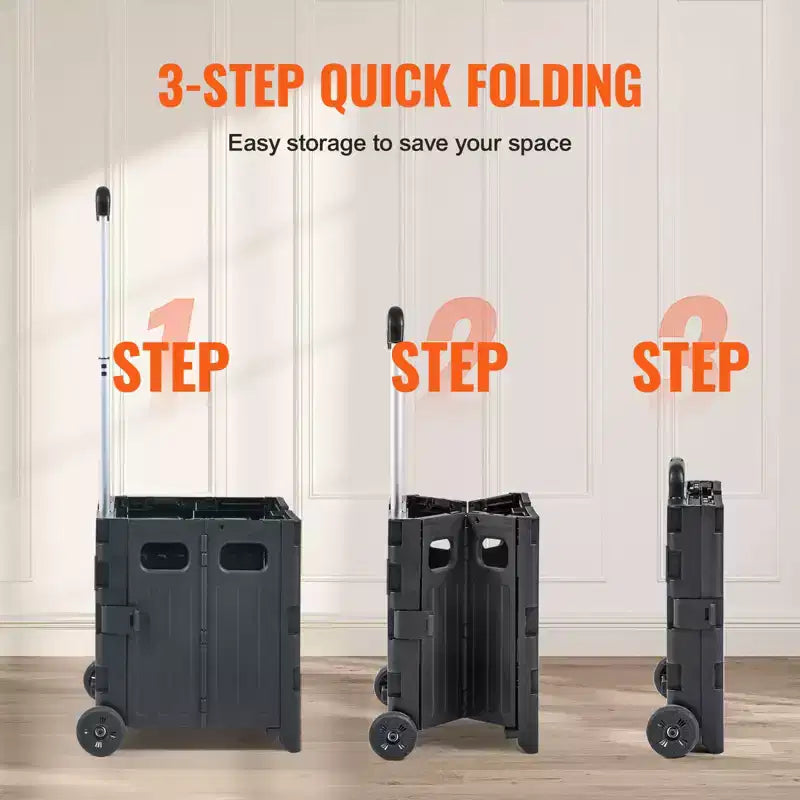 Chariot Utilitaire Pliable VEVOR, Capacité de Charge de 36 kg, Chariot de Transport Pliant Portable avec Poignée Télescopique Robuste et 2 Roues