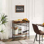 VECELO Table console vintage avec 2 plateaux amovibles, Table d'appoint étroite avec étagère rectangulaire ouverte, Marron