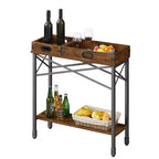 VECELO Table console vintage avec 2 plateaux amovibles, Table d'appoint étroite avec étagère rectangulaire ouverte, Marron