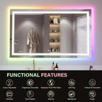 Acekool Bathroom Vanity Mirror with Color-Changing Backlight & Adjustable Front Light, Anti-Fog & Memory Function, Horizontal/Vertical Mount