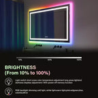 Acekool Bathroom Vanity Mirror with Color-Changing Backlight & Adjustable Front Light, Anti-Fog & Memory Function, Horizontal/Vertical Mount