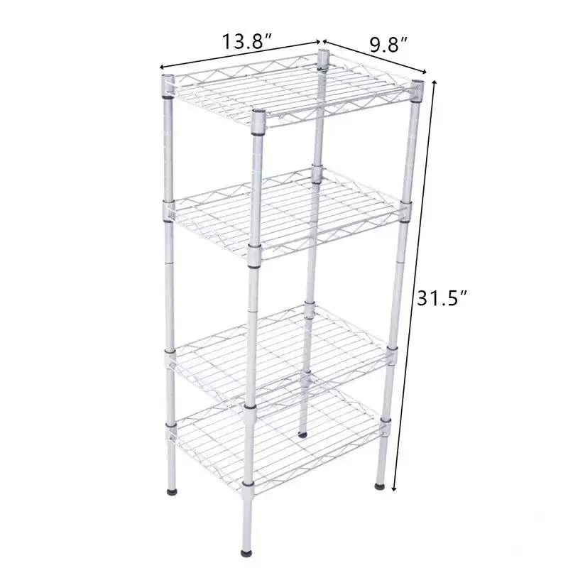 Karl Home Steel Metal Assembly 4-Shelf Storage Rack Silver